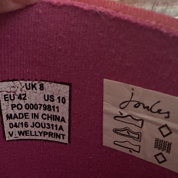 Women’s Joules Size 10 Welly-Print Tall Pink Floral Rain Boots - Picture 9 of 13